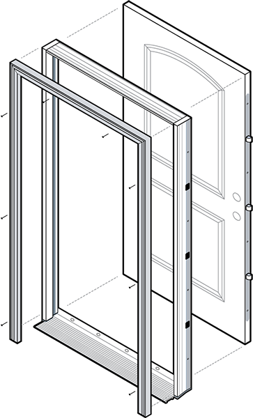 exploded view of an entry door
