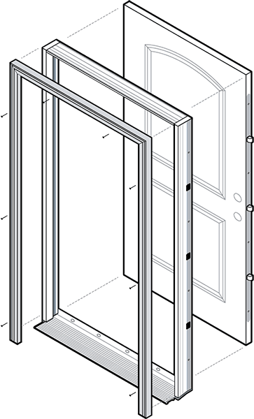 exploded view of an entry door