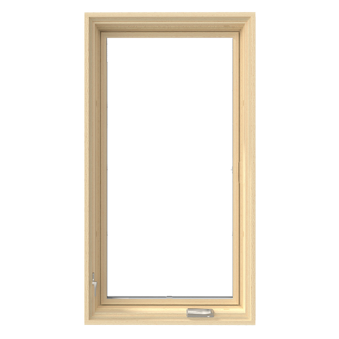 unfinished wood casement window with no grilles or exclusive hardware
