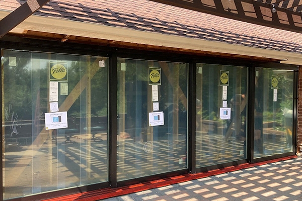 a new multi-slide patio door under an overhang on an Oklahoma City door