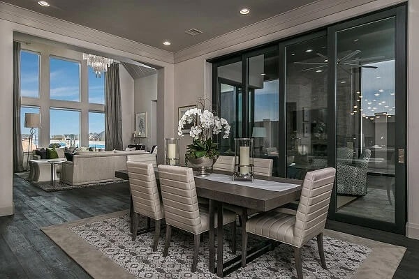 Amarillo dining room with newly installed Pella windows and sliding patio doors.