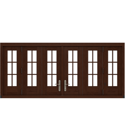six-panel wood bifold window with grilles-between-the-glass
