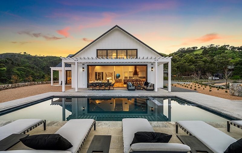 Napa Valley farmhouse with new doors and windows.