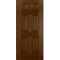 a 6-panel brown fiberglass solid entry door