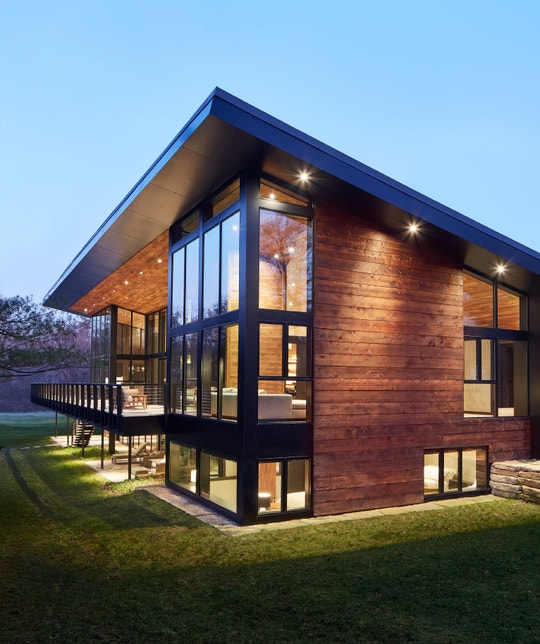 corner of a contemporary home with corner-unit windows