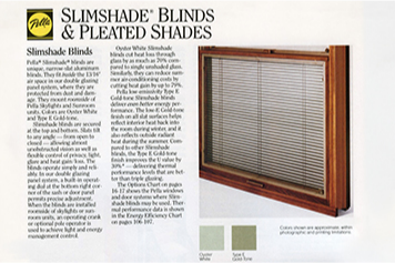 A 1965 ad featuring Pella Slimshade Blinds and Pleated Shades.