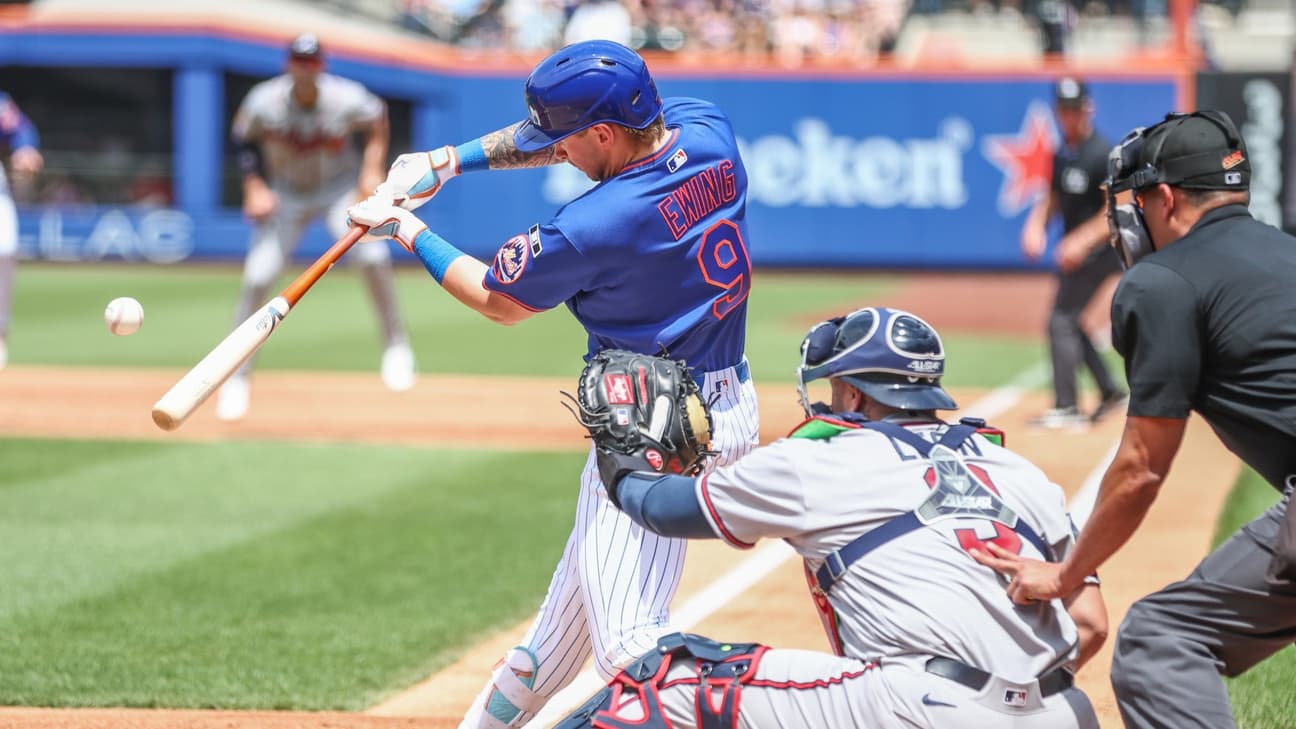 Mets score four runs in first inning, A.J. Ewing records three hits in 8-1 win over Braves