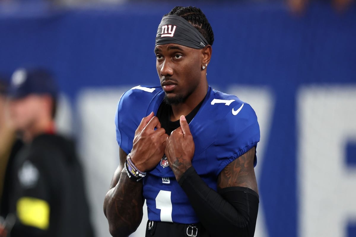 Malik Nabers practicing with New York Giants during training camp calf injury update