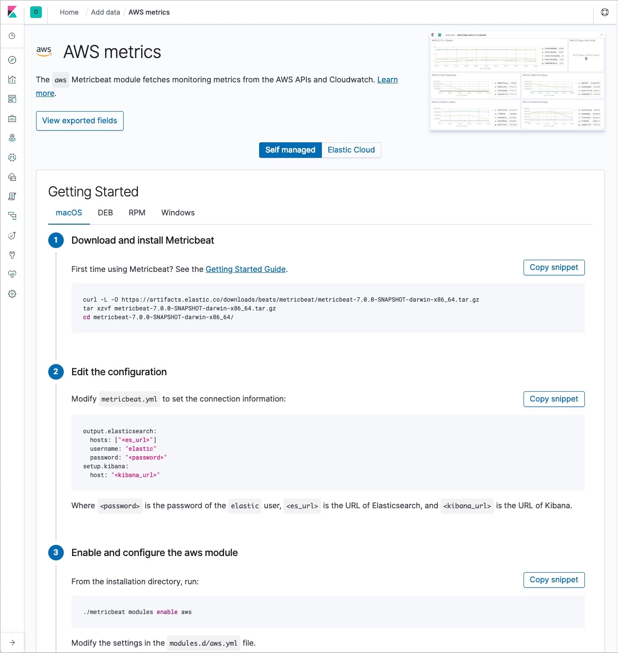 Déploiement de Metricbeat pour AWS EC2