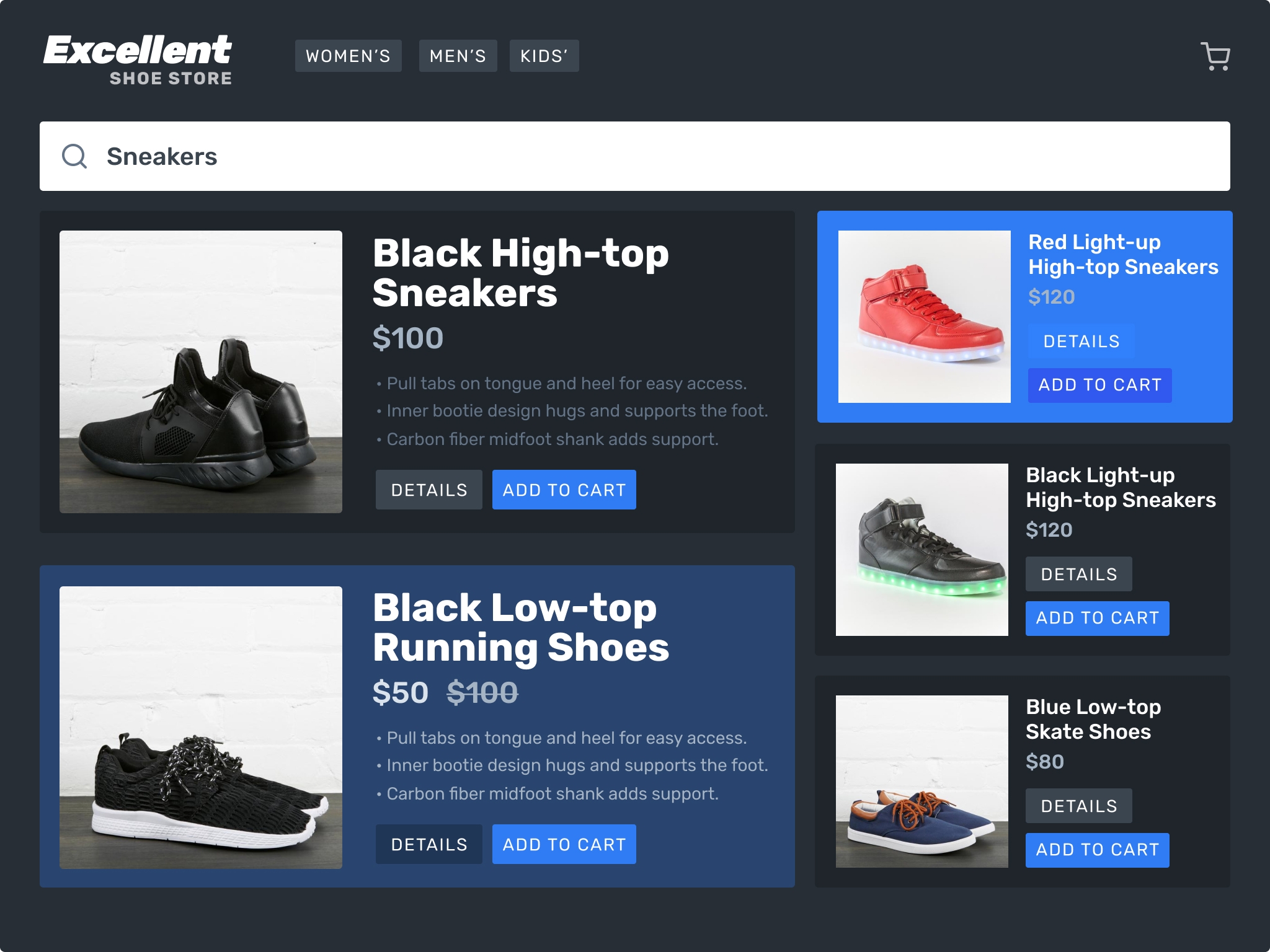 Our store landing page has one highlighted window, for dynamically allotted products.