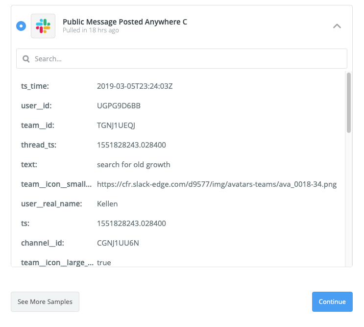 가져온 Slack 메시지