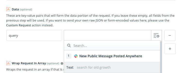 Using the Slack message sample data from step 1