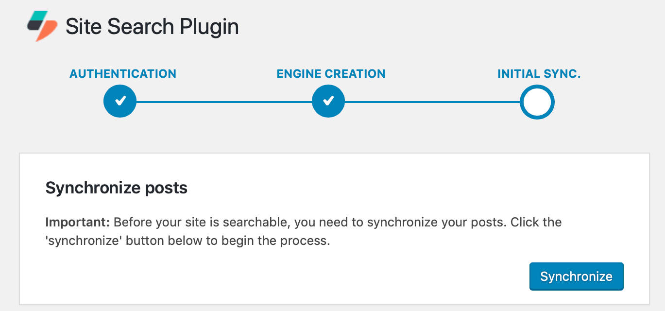 Le bouton Synchroniser. Il s'agit simplement d'un bouton bleu accompagné d'un texte. Il est cependant convivial.