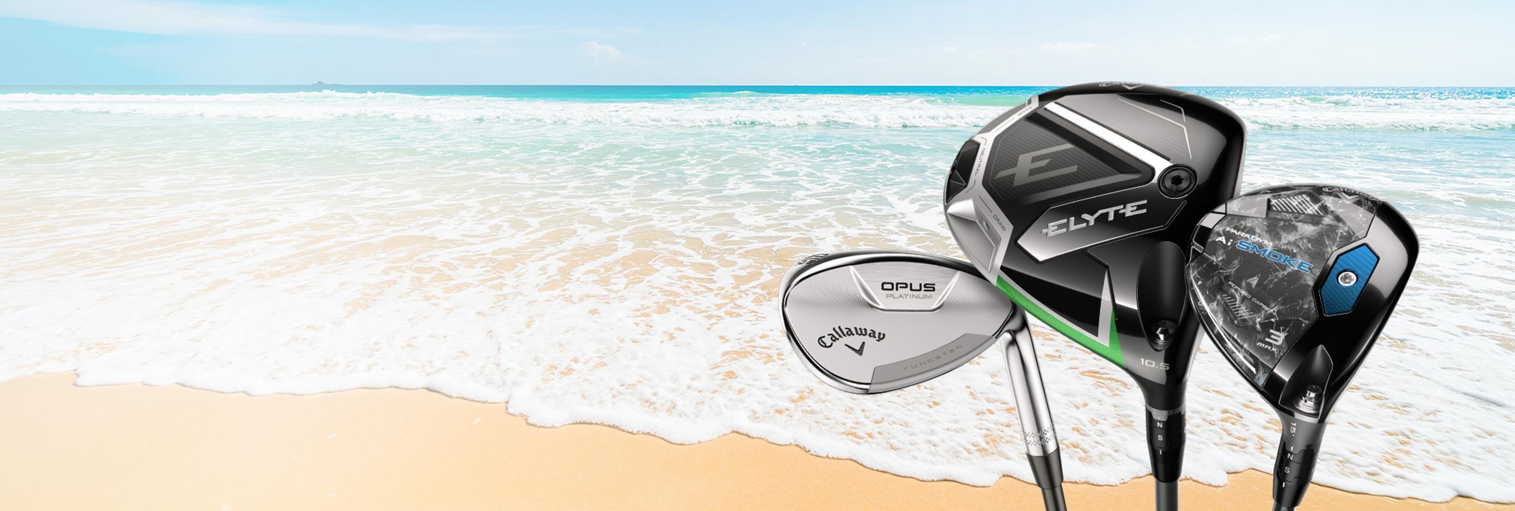 elyte iron and driver & paradym ai smoke driver on beach