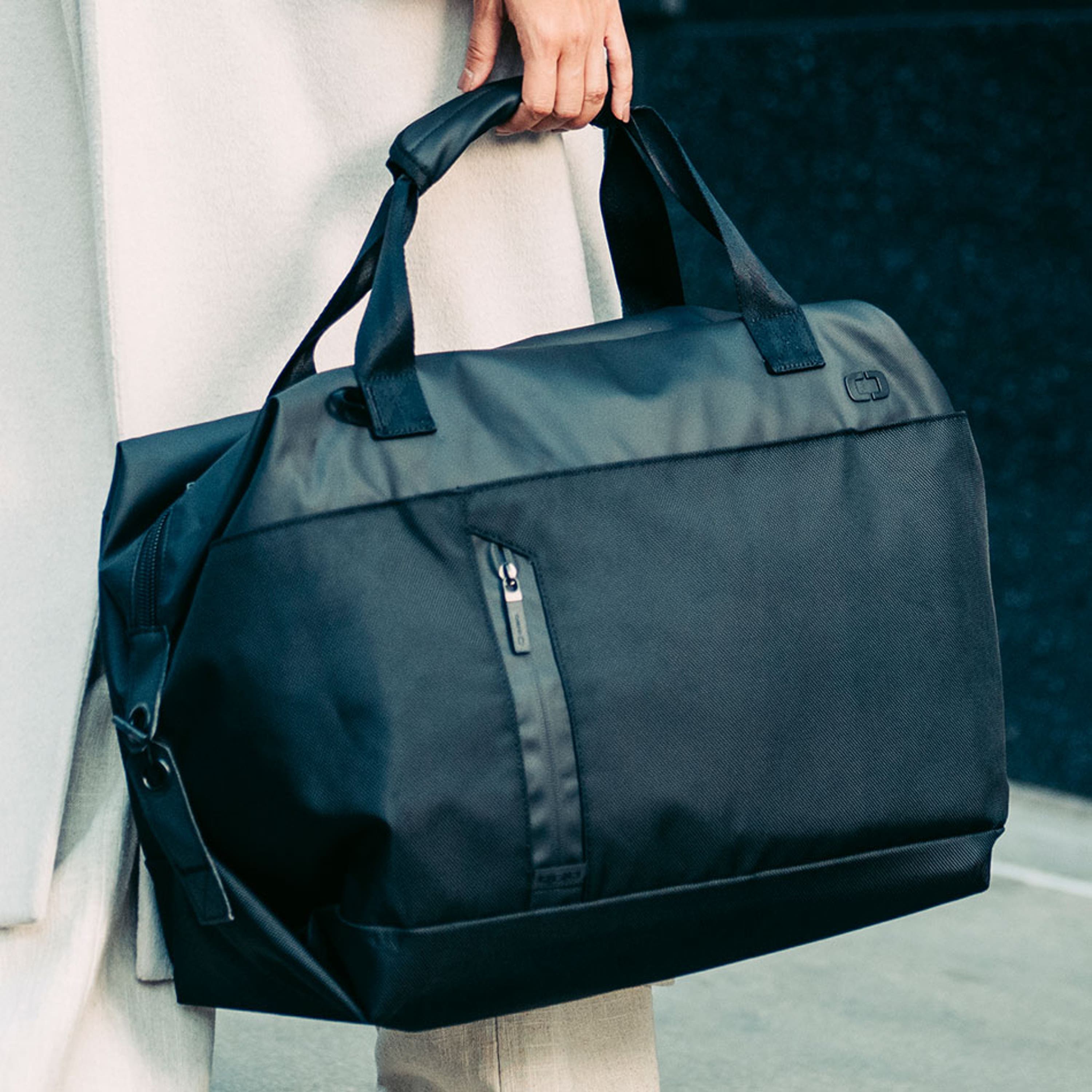 black duffel bag