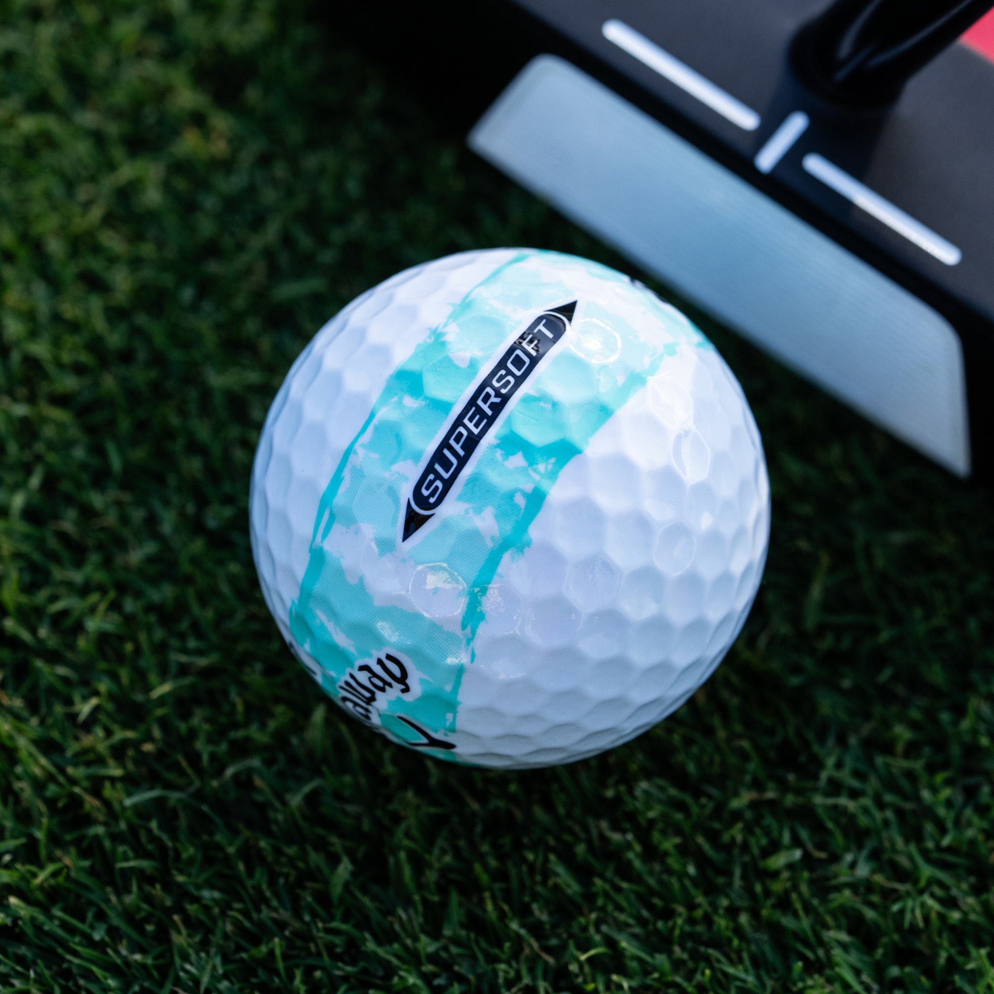 Callaway×ROUND and ROUNDELピンストライプ ブルゾン美品 Supersoft Distressed Teal Stripe Golf Balls