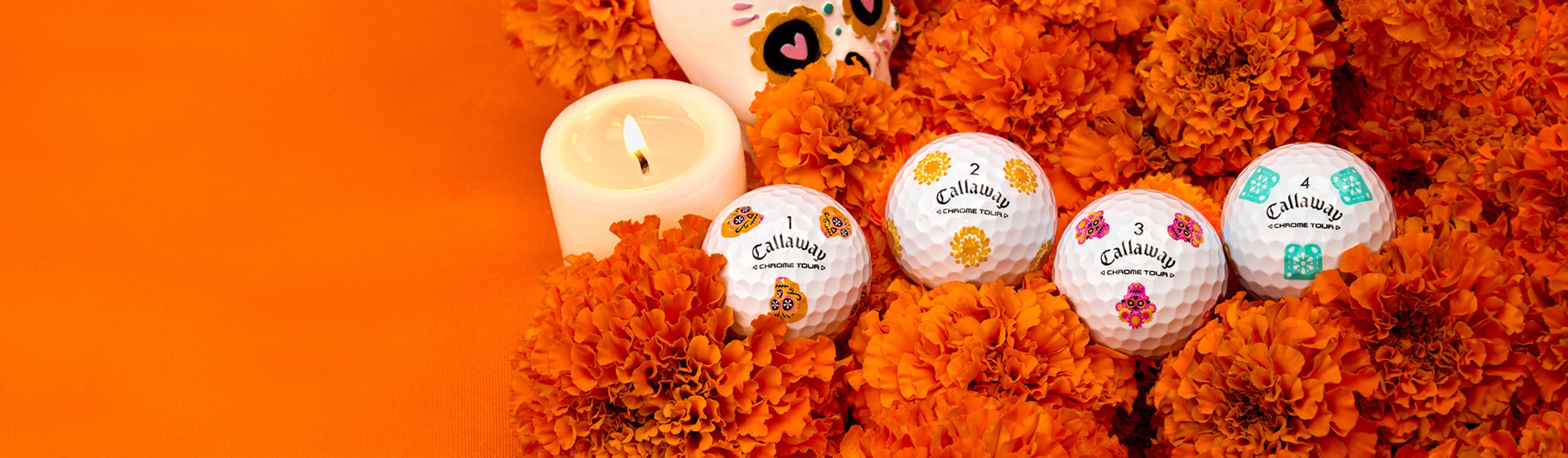 chrome tour Dia de los Muertos golf balls