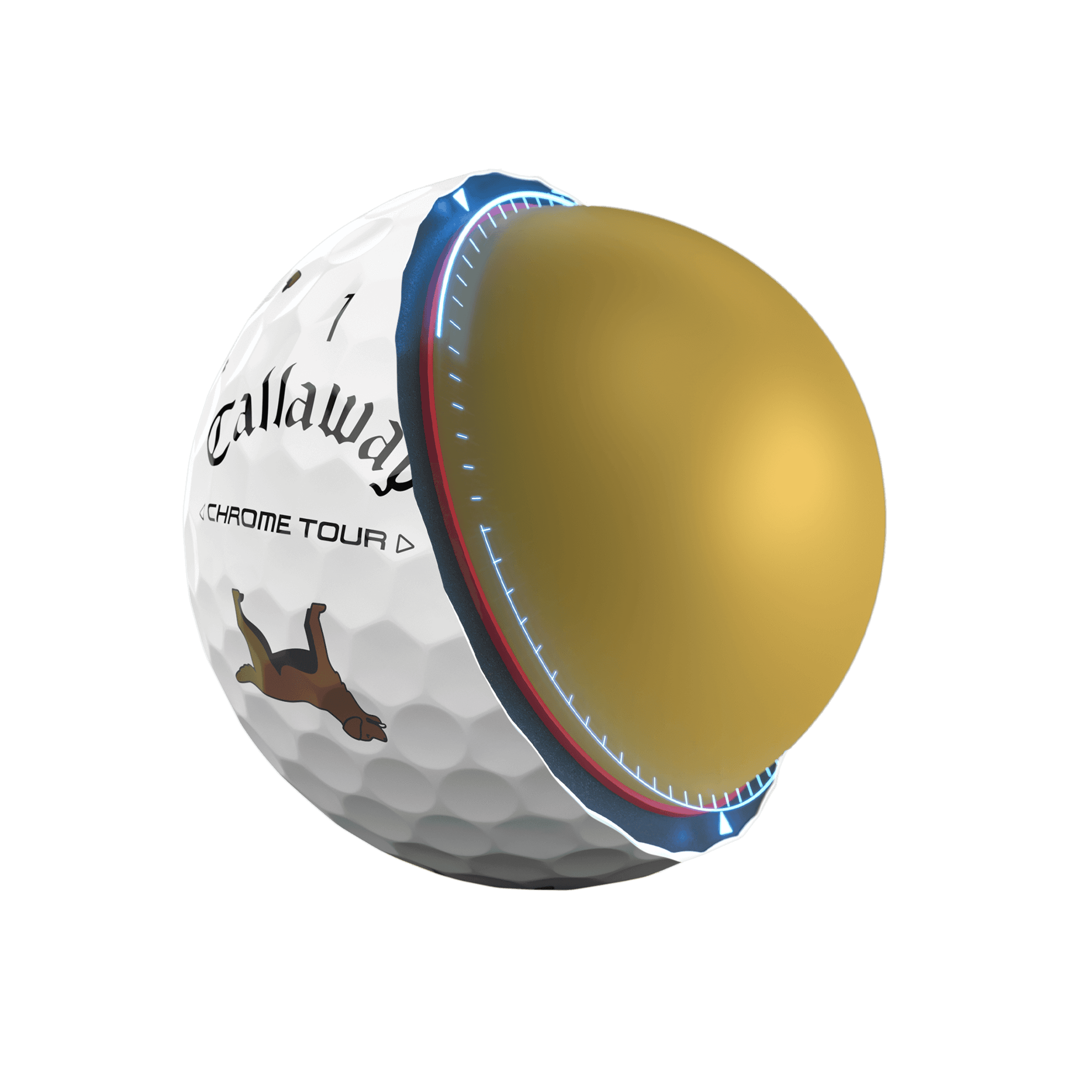 Chrome Tour Chocolate Lab Golf Balls technology