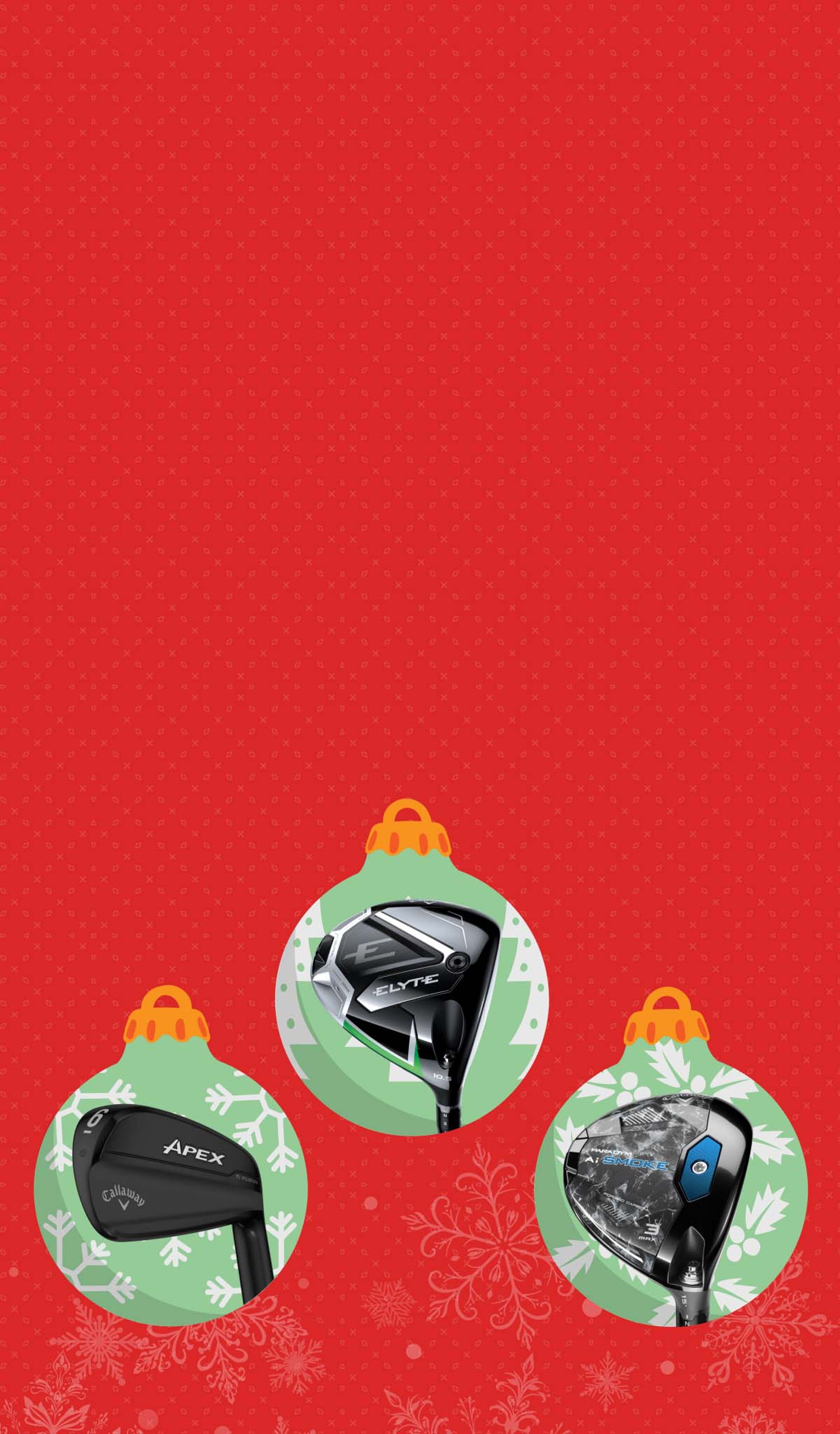 Holiday Blowout Clubs shown inside holiday ornaments