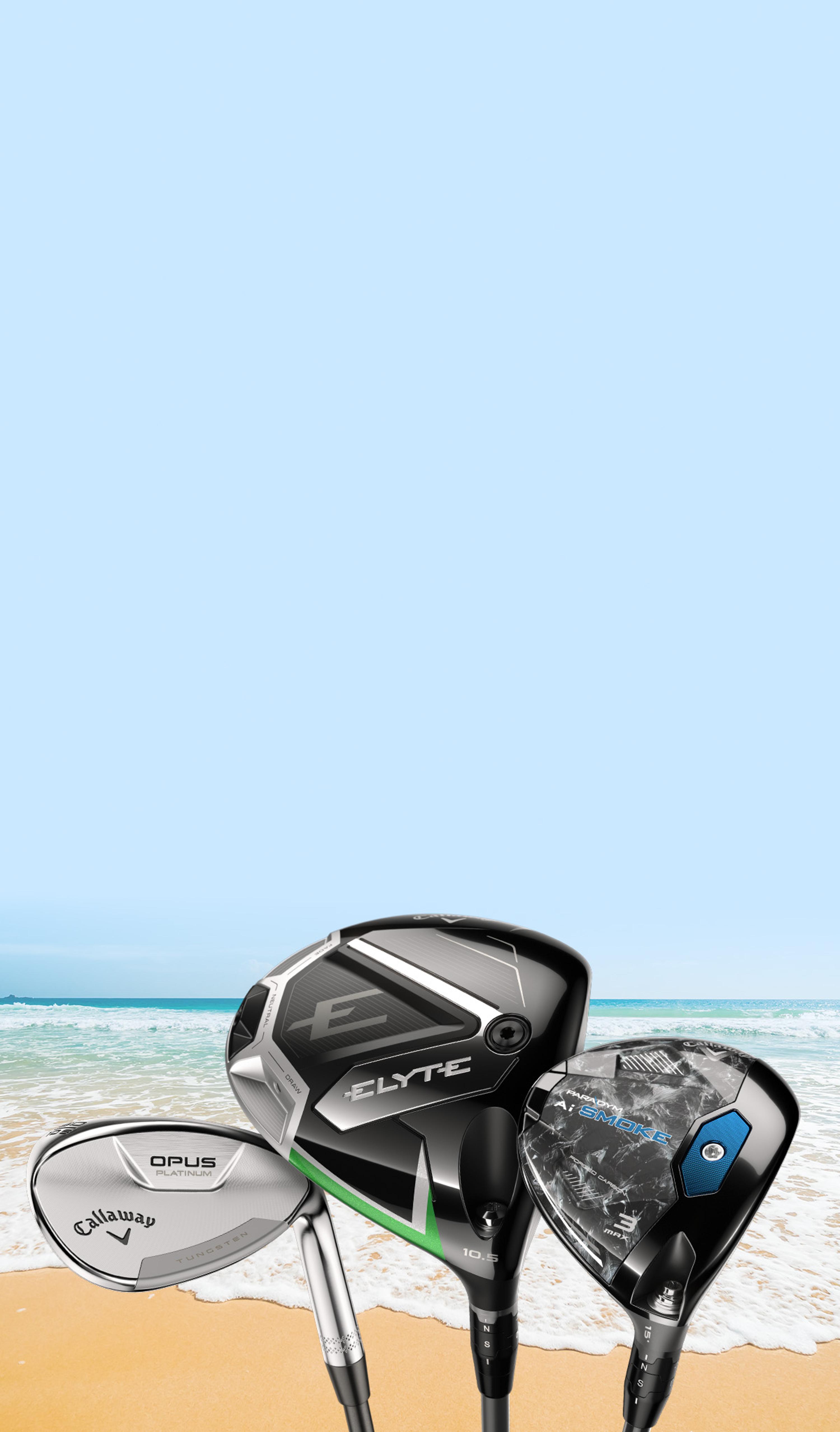 elyte iron and driver & paradym ai smoke driver on beach
