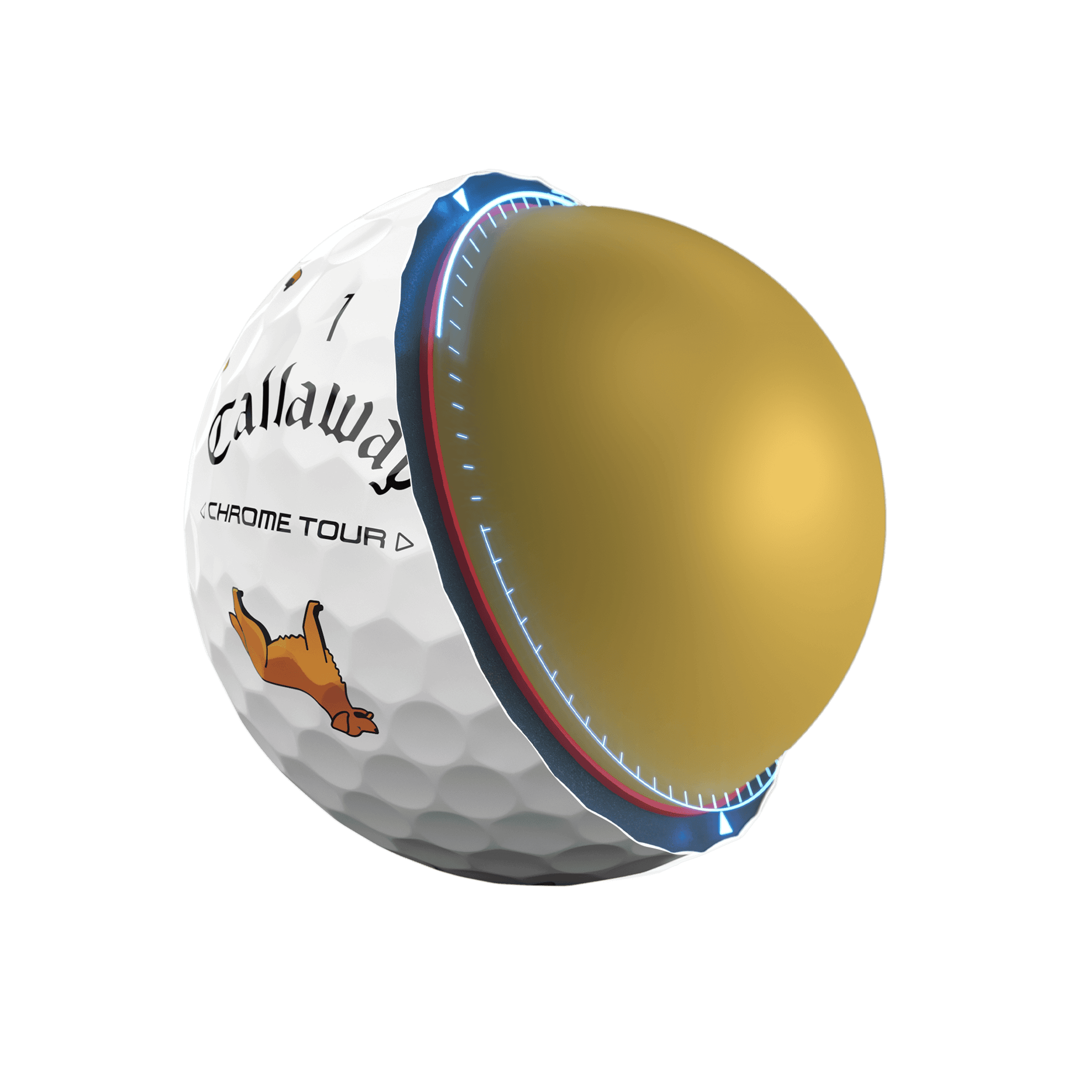 Chrome Tour Golden Retriever Golf Balls technology