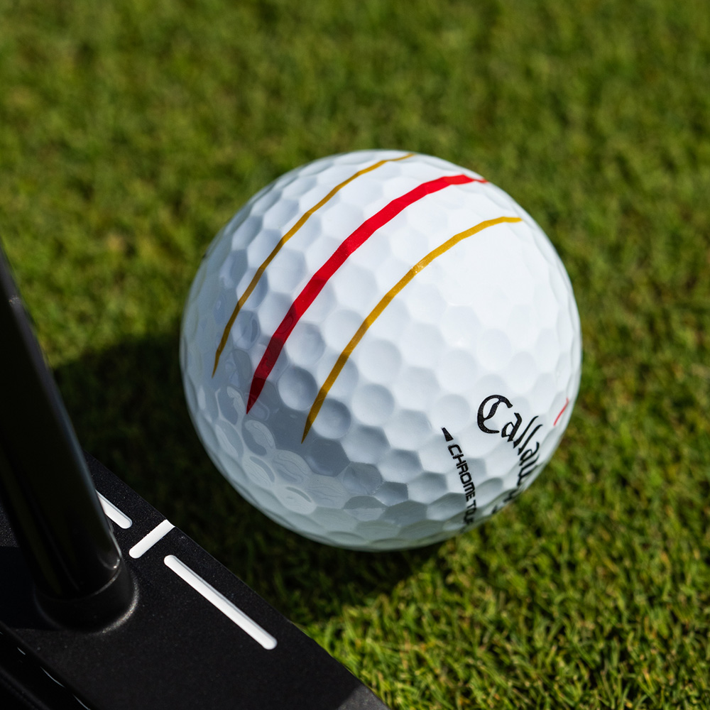 Chrome Tour Gold and Red Triple Track Golf Balls