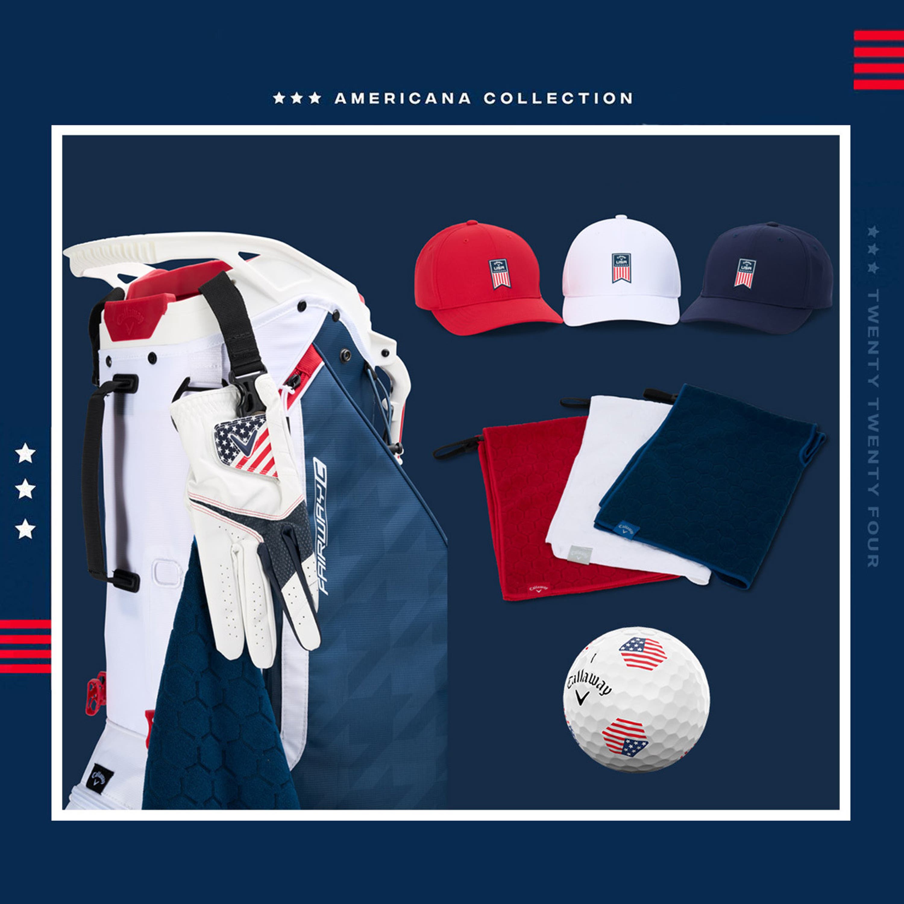 red, white, and blue callaway golf accessories