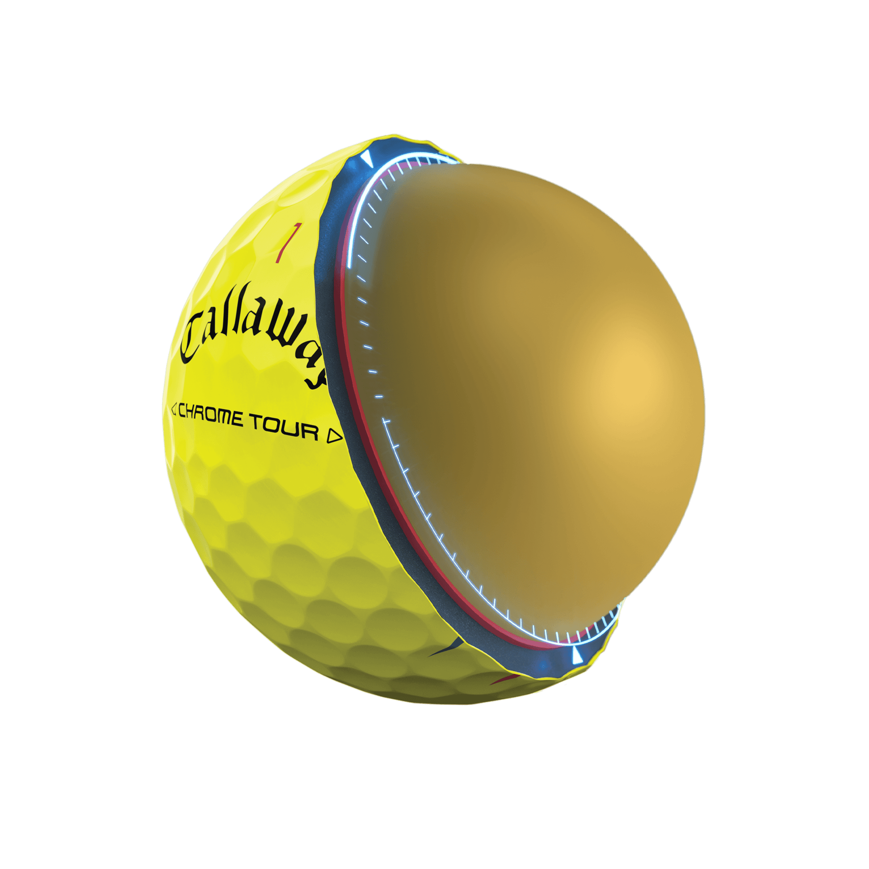 Chrome Tour triple track yellow golf balls