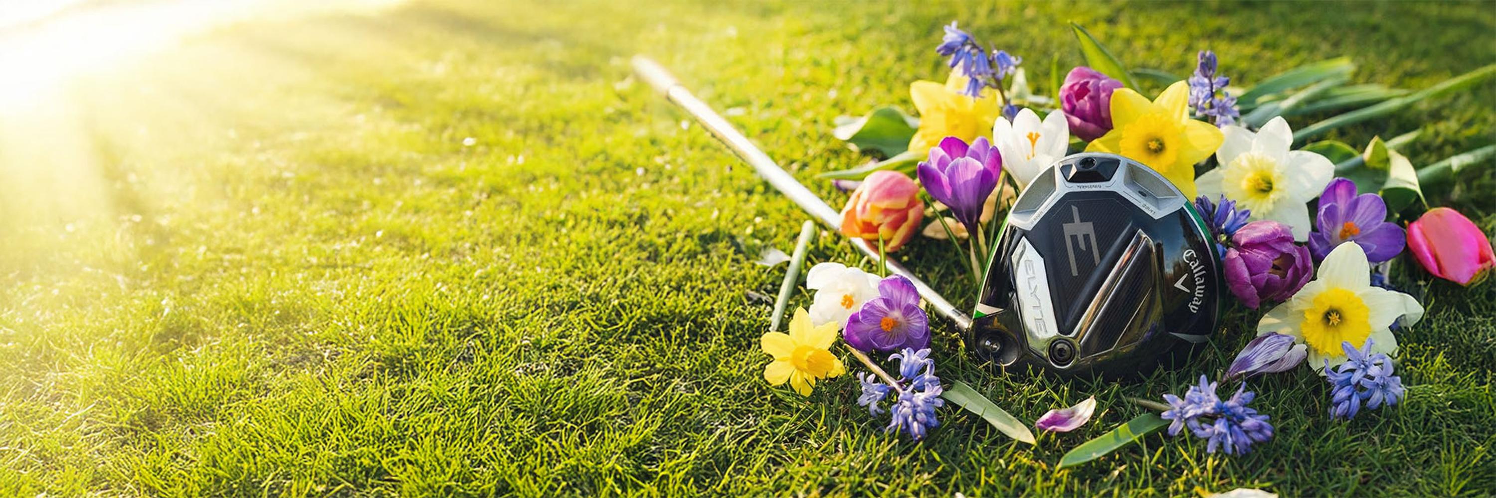 elyte club with flowers on turf