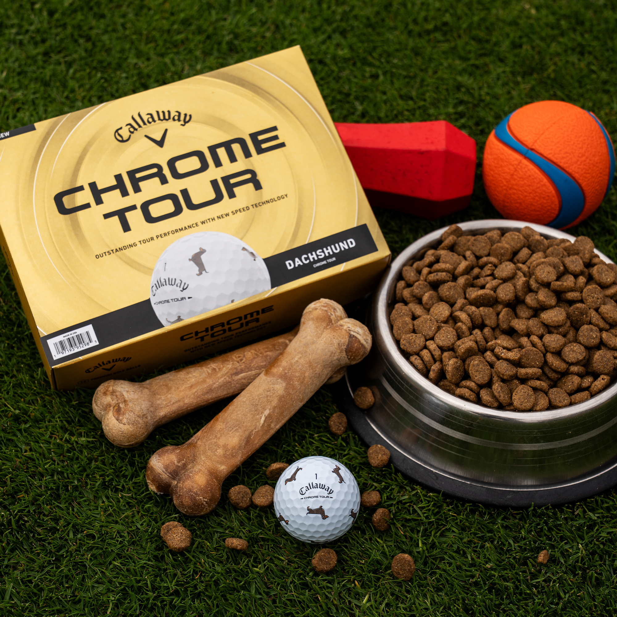 Chrome Tour Dachshund Dog Golf Balls