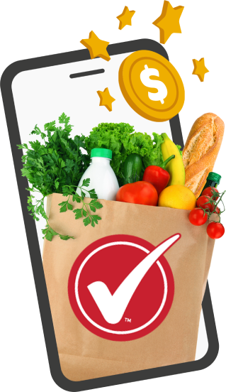 Cell phone with a bag of Winn-Dixie grocery bags