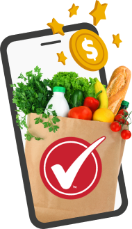Cell phone with a bag of Winn-Dixie grocery bags