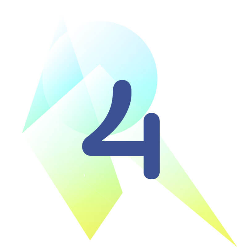 An illustration of the number 4 on a colorful, abstract background.
