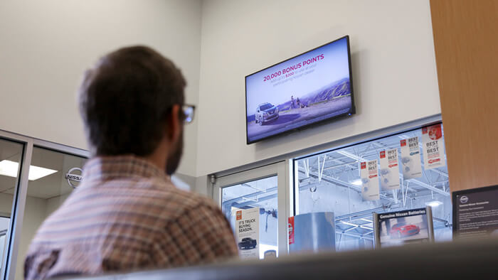 A picture of the Nissan service media center powered by LiveGuide®.