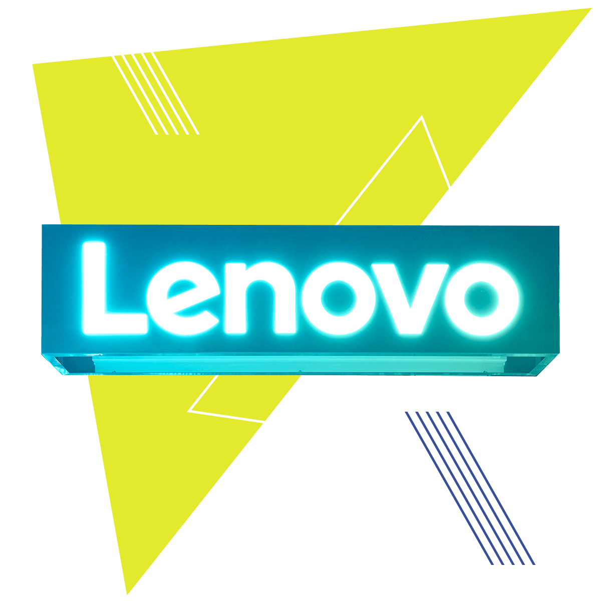 An abstract illustration of the Lenovo LED sign.