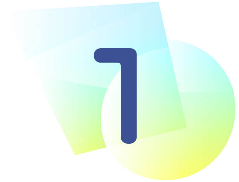 An illustration of the number 1 on a colorful, abstract background.
