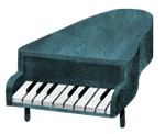 An illustration of a baby grand piano.