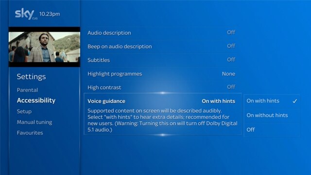 Sky Q voice Guidance