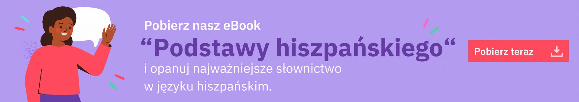 banner do pobrania darmowych materiałów pdf podstawy hiszpańskiego