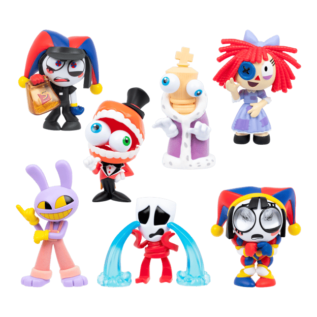 The collection of vinyl figures from the Amazing Digital Circus 