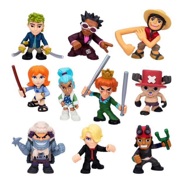 Display of 10 different Mini Action Figures.