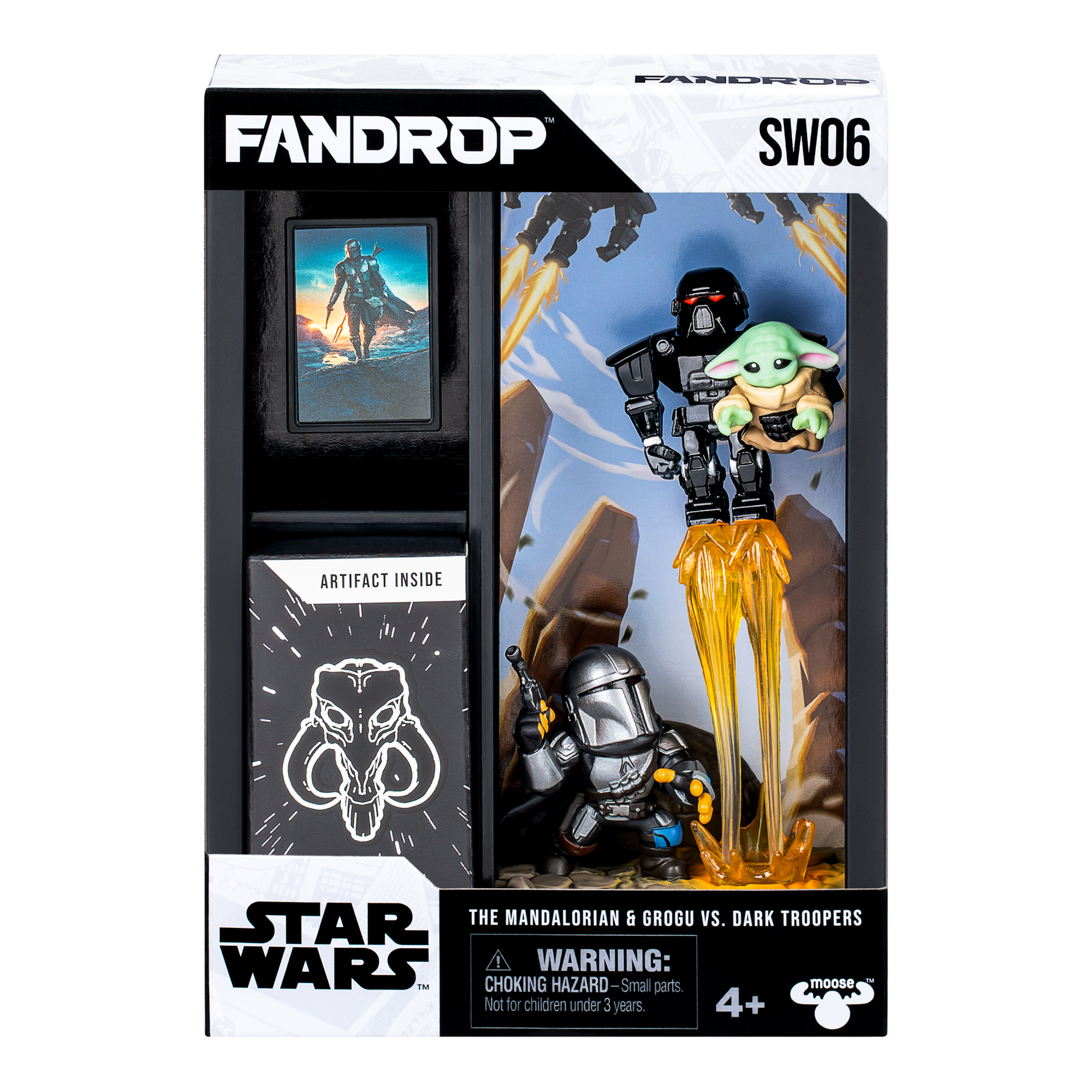 FANDROP Star Wars W2 Figure 2 Pack Grogu & Mando Vs The Dark Troopers