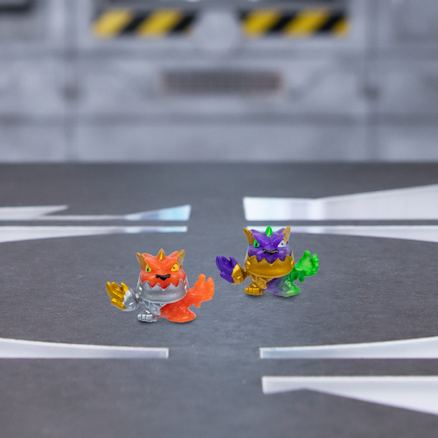 Two mini Swarms characters standing diagonally from each other and facing forward.