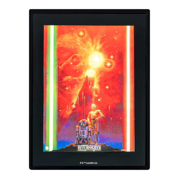 Return of the Jedi comic book cover. It is a simple design with orange and red colors with light stripes along the sides.