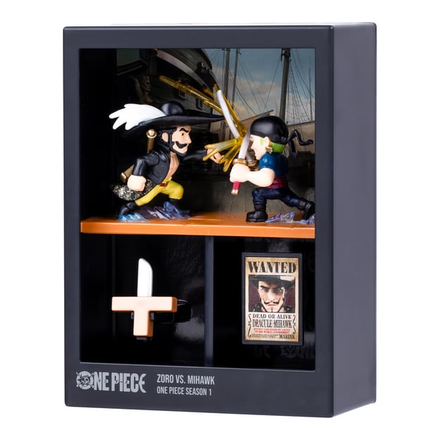 FANDROP One Piece W1 Figure 2 Pack Zoro Vs. Mihawk diorama. 