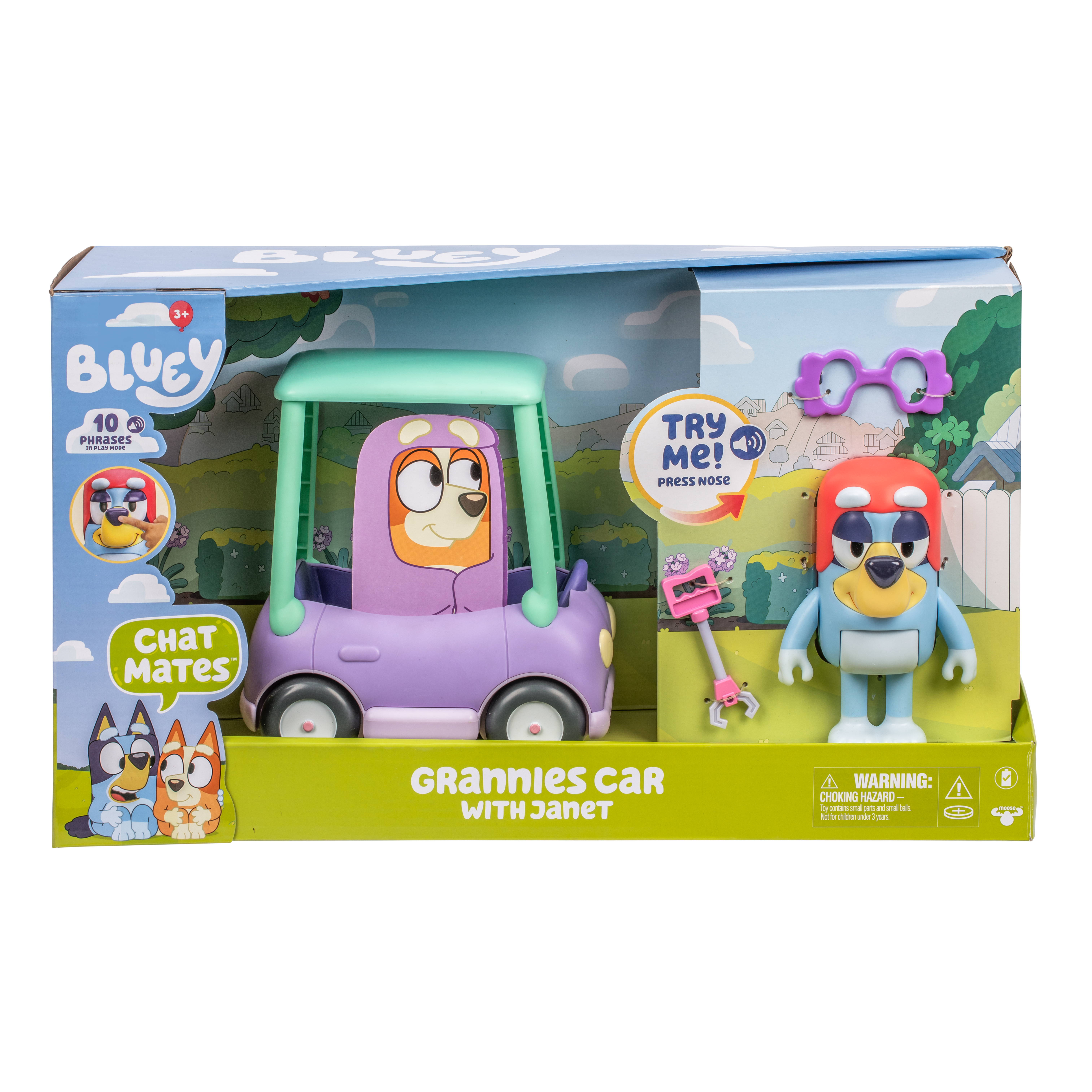 Bluey S13 Chat Mates Figure & Vehicle Granny Car & Janet