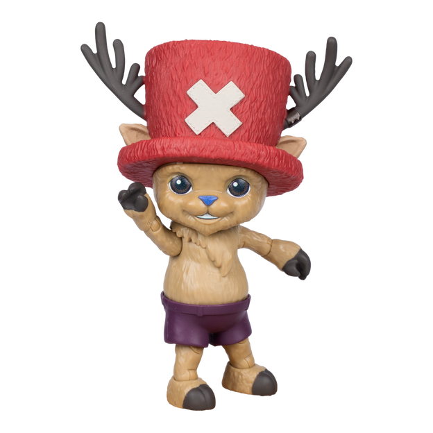 Close up of One Piece Action Figure Chopper standing facing the front with one arm in the air.