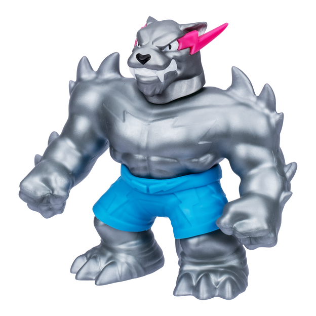 MrBeast Lab Stretchy Hero toy in silver. 