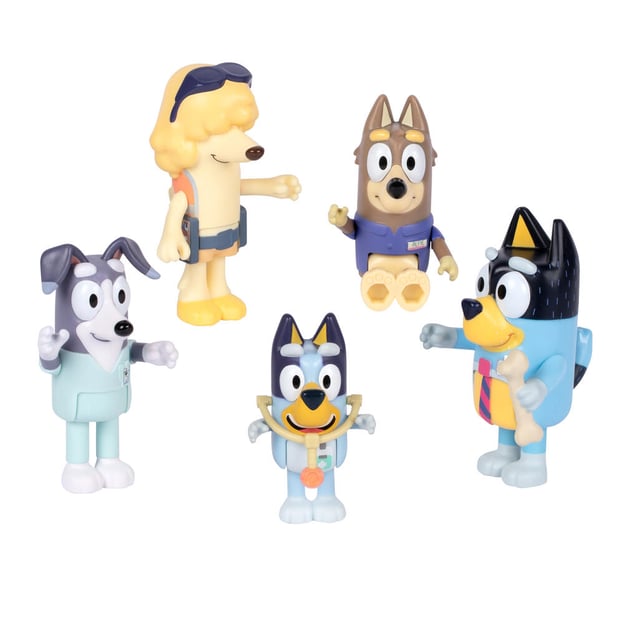 Five assorted Bluey Dream Jobs Figures.