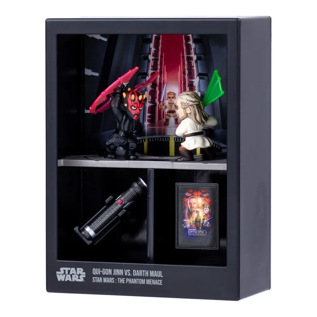 FANDROP Star Wars S2 W1 Figure 2 Pack Qui-Gon Jinn Vs. Darth Maul diorama.